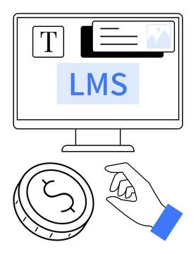 Visual Representation of Learning Management System with Monetary Concept i.. 库存插图