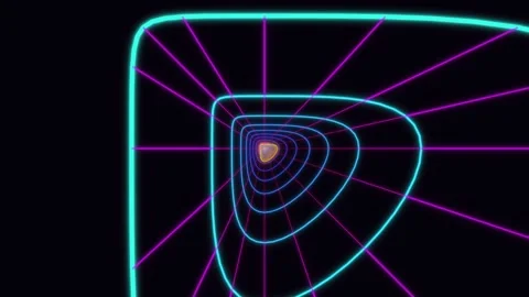 Visual representation of neon lines converging in a dark space Stock Footage 337238639