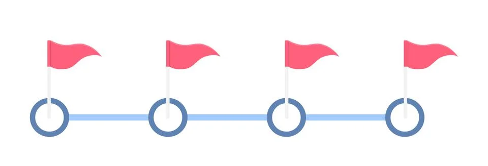 Visual representation of a progress tracker with flags Stock Illustration