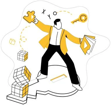 Visual Representation of Project Management and Problem Solving 스톡 일러스트