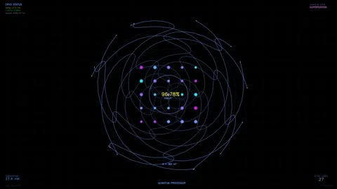 Visual representation of quantum processor status using hud animation displ.. Stock Footage 328436315