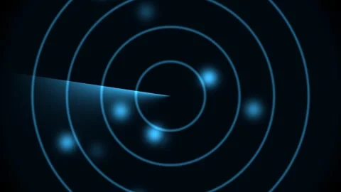 Visual representation of radar signals with blue circular Stock Footage 340594305