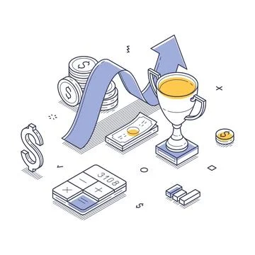 Visual representation of revenue growth using isometric vector illustration.. Stock Illustration