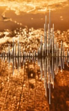 Visual representation of seismic activity over a city skyline Stock Photos