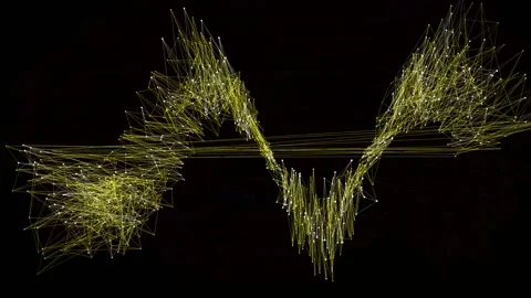 Visual representation of sound waves using dynamic lines Stock Footage 340043805