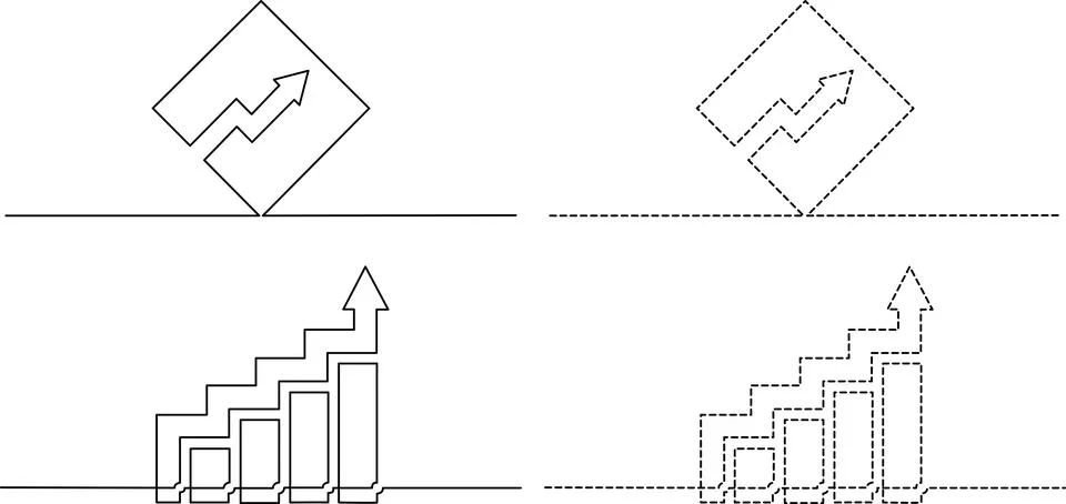 Visual representation of step functions and their transformations within bo.. Illustrazione stock