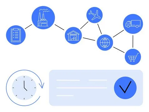 Visual Representation of Supply Chain Process with Industrial, Logistics, a.. イラスト素材