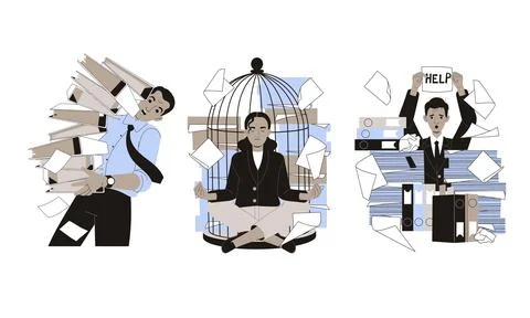 Visual Representation of WorkLife Balance in Contemporary Professional Stock Illustration