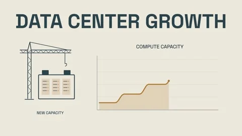 Visual representations show the growth of data center compute capacity over time Vídeos de archivo 347355983