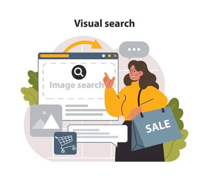 Visual search engine. Ai, self-learning computing system processing data Stock Illustration