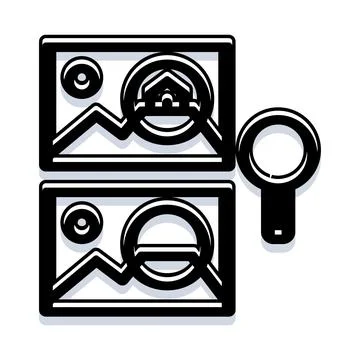 Visual search engine finding specific image content Illustrazione stock