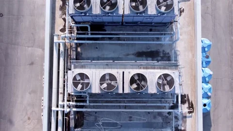 Visual search for technical faults in ventilation and air conditioning on roof. Stock Footage 227575955