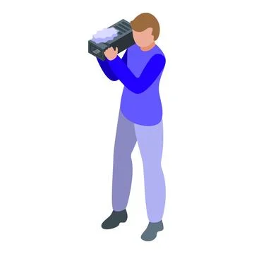Visual sound cameraman icon isometric vector. Female staff Illustrazione stock