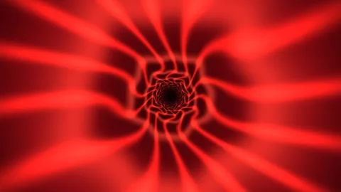 Visual of spiraling red lines creating a tunnel effect Stock Footage 340283875