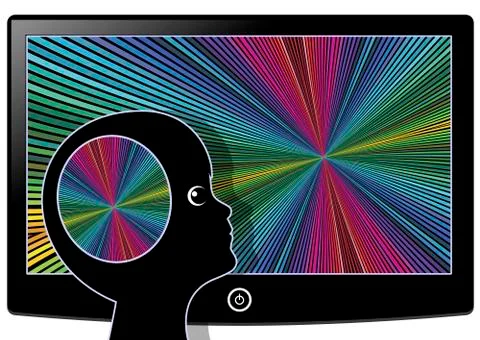 Visual Stimulation on TV or computer screen flooding the Brain Illustrazione stock