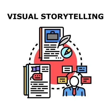 Visual storytelling conceptual content creation process Stock Illustration