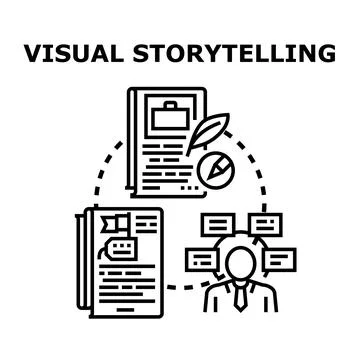 Visual storytelling conceptual content creation process Stock Illustration