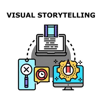 Visual storytelling creating compelling digital content online Illustrazione stock