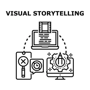 Visual storytelling creating compelling digital content online Stock Illustration