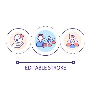 Visual storytelling podcast loop concept icon Stock Illustration