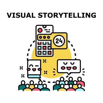 Visual storytelling presenting content to a diverse audience Stock Illustration