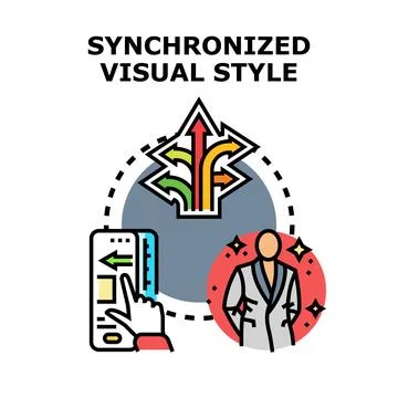 Visual style synchronization concept for consistent brand identity Stock Illustration