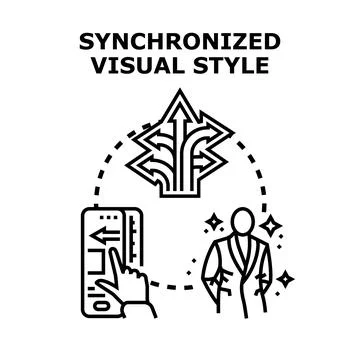 Visual style synchronization concept for consistent brand identity Stock Illustration