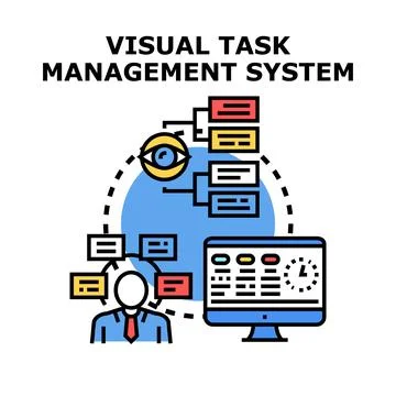 Visual task management system providing workflow organization Stock Illustration
