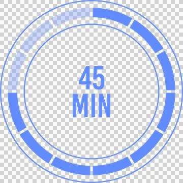 A visual timer with a digital display, showing 45 minutes remaining in a bl.. Stock Illustration