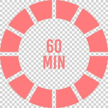 Visual timer indicating a duration of 60 minutes, presented as a circular s.. Stock Illustration