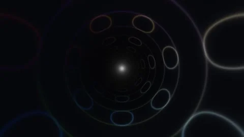 Visual tunnel effect with circular shapes in dark Stock Footage 337960470