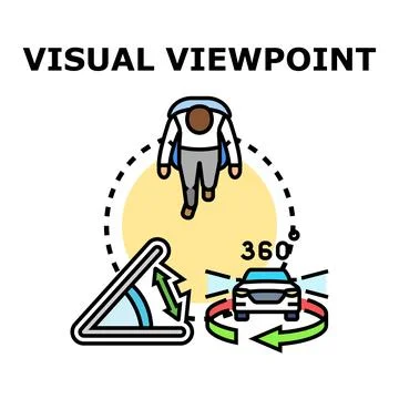 Visual viewpoint concept observing 360 degree perspective Stock Illustration