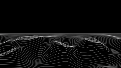 Visual white wavy line on black motion background. Turbulent wave lines bac.. Stock Footage 317442133