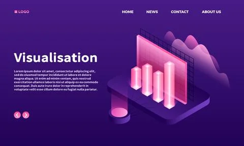 Visualisation banner, isometric style Stock Illustration