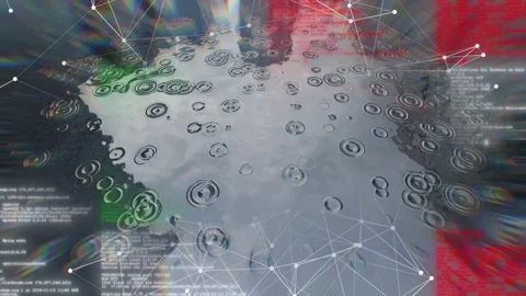 Visualisation of distorted reflections of the business landscape and circles Stock Footage 243199799