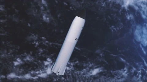 Visualisation of heavy missile flying on the earth orbit. Stock Footage 150017075