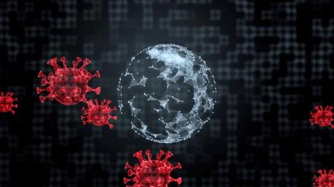 Visualisation of viruses attacking human internal cell. Stock Illustration
