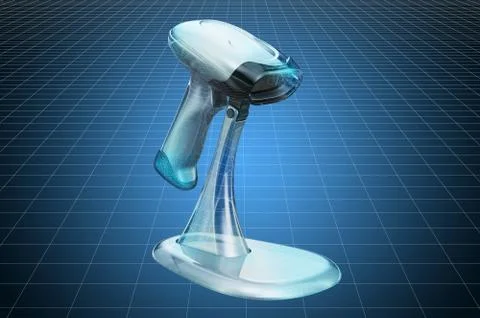 Visualization 3d cad model of barcode reader. 3D rendering Stock Illustration