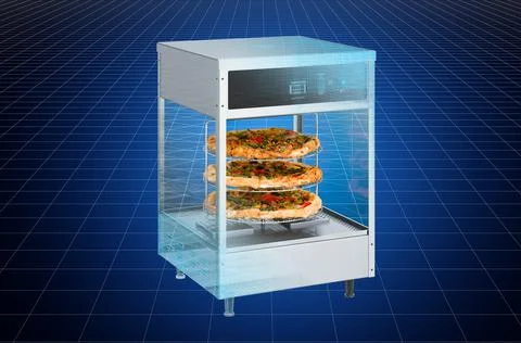 Visualization 3d cad model of commercial countertop warmer display case, blue Stock Illustration