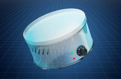 Visualization 3d cad model of crepe maker, blueprint. 3D rendering Illustrazione stock