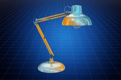 Visualization 3d cad model of desk lamp, blueprint. 3D rendering Stock Illustration