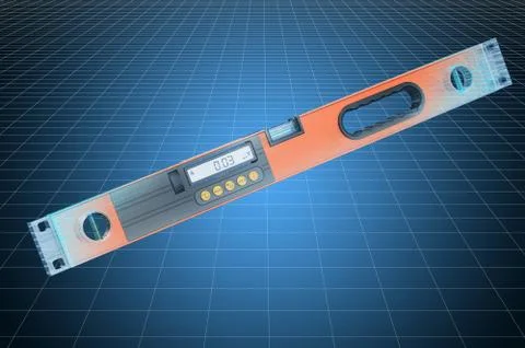 Visualization 3d cad model of digital spirit level, blueprint. 3D rendering Ilustración de archivo