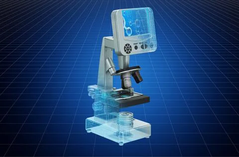 Visualization 3d cad model of digital microscope, blueprint. 3D rendering イラスト素材