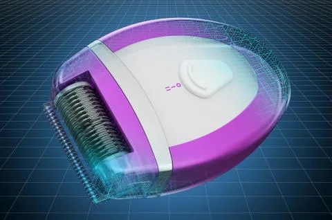 Visualization 3d cad model of epilator, 3D rendering Stock Illustration