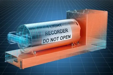 Visualization 3d cad model of flight data recorder, blueprint. 3D rendering 스톡 일러스트