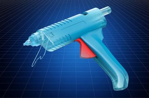 Visualization 3d cad model of glue gun, blueprint. 3D rendering Stock Illustration