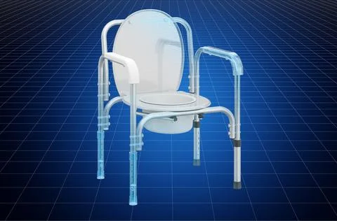 Visualization 3d cad model of Handicap Portable Toilet Chair, blueprint. 3D r Stock Illustration