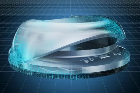 Visualization 3d cad model of LED Nail Lamp, blueprint. 3D rendering Stock-Illustration