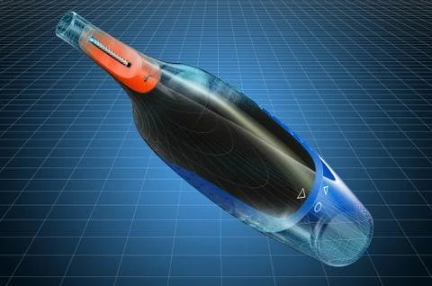 Visualization 3d cad model of nose, ear or eyebrow hair trimmer, blueprint. 3 Stock Illustration