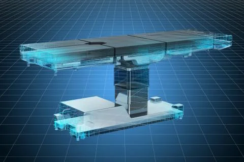 Visualization 3d cad model of operating table. 3D rendering Stock Illustration
